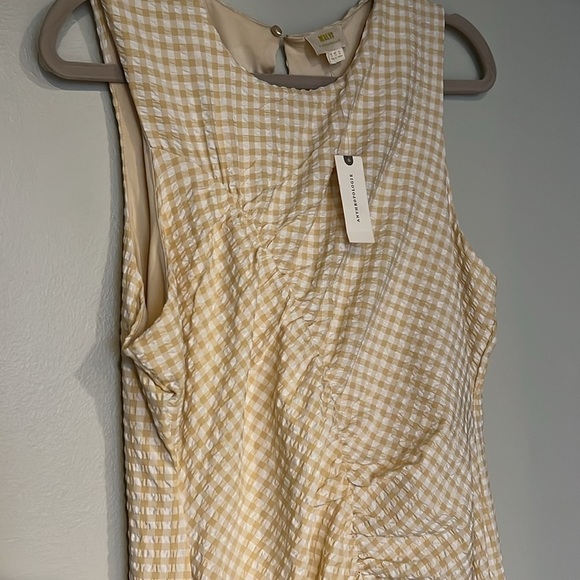 Maeve Anthropologie Rushed Gingham Dress Size 12 NWT Yellow - Picture 12 of 16